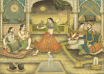 Mughal Dancing Art Painting Of King And Queen Enjoying Lady Dance And Music