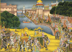 Indian Miniature Painting Of Royal Procession Art And Lake Palace