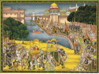 Indian Miniature Painting Of Royal Procession Art And Lake Palace