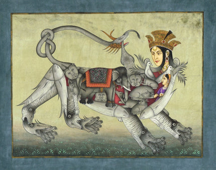 Composite Tiger Of Humans & Animals Having Face Of Queen Painting
