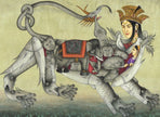 Composite Tiger Of Humans & Animals Having Face Of Queen Painting