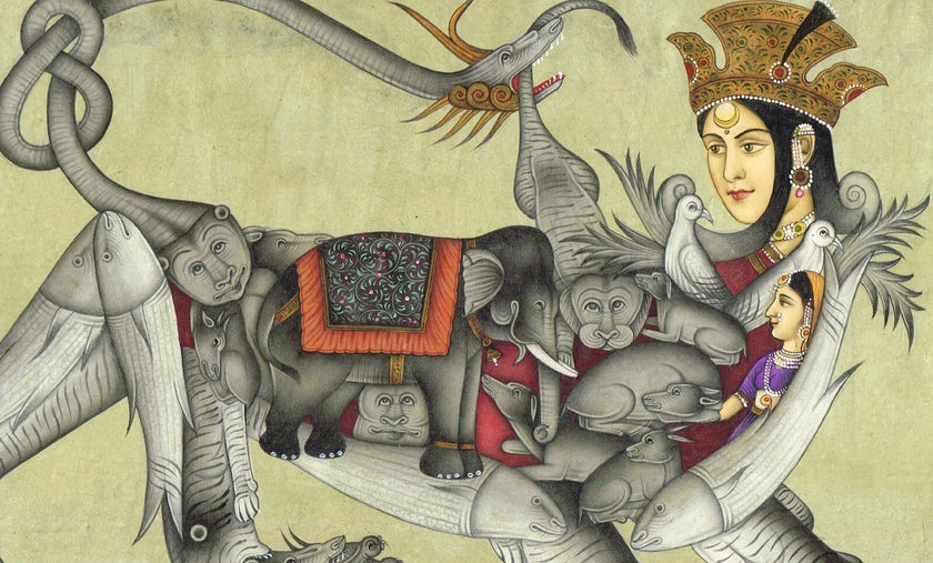 Composite Tiger Of Humans & Animals Having Face Of Queen Painting