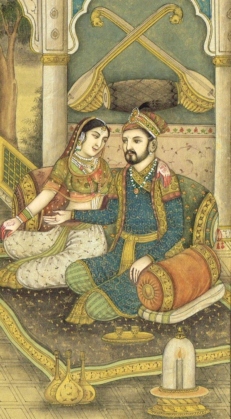 Mughal Dancing Art Painting Of King And Queen Enjoying Lady Dance And Music