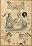 Painting Of Emperor And Empress With Weapons Mughal Ancient Art