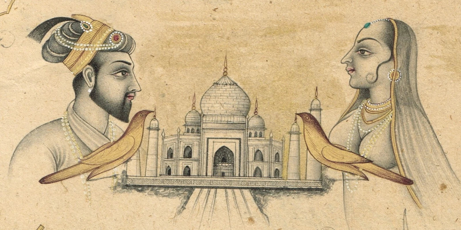 Painting Of Emperor And Empress With Weapons Mughal Ancient Art