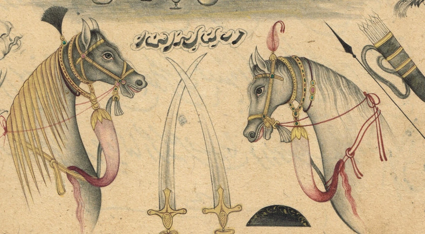 Painting Of Emperor And Empress With Weapons Mughal Ancient Art
