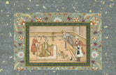 The Infant Akbar Wrestles For A Drum, Mughal Miniature Old Painting