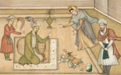 The Infant Akbar Wrestles For A Drum, Mughal Miniature Old Painting