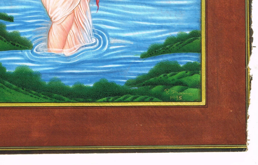 Wall Painting A Beautiful Woman In Lake With Pot Gouache On Paper