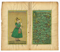 Miniature Portrait Of Mughal Emperor Shahjahan With Rose And Mughal Hunting Art