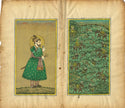 Miniature Portrait Of Mughal Emperor Shahjahan With Rose And Mughal Hunting Art