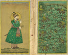 Miniature Portrait Of Mughal Emperor Shahjahan With Rose And Mughal Hunting Art