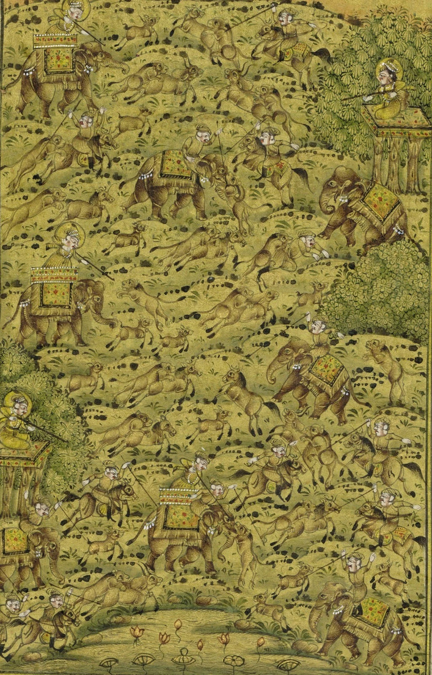 Hunting Art Painting Hand Miniature Hunting Scene Of Mughal Era