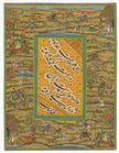 Indian Painting Of Islamic Calligraphy With Hunting Scene On Paper