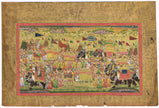 Indian Vintage Miniature Painting Of Mughal King Procession Art On Paper